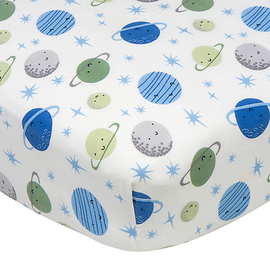 Alternate image 1 for Gerber® Space Fitted Crib Sheet in Blue