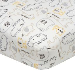 Gerber® Safari Animals Fitted Crib Sheet in White