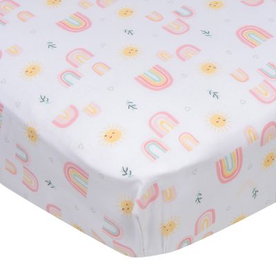 Gerber&reg; Rainbows Fitted Crib Sheet in White