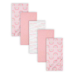 Gerber® 5-Pack Rainbow Flannel Blankets in Pink