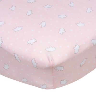 Gerber&reg; Princess Crowns Cotton Fitted Crib Sheet in Pink