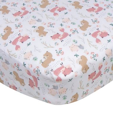 Gerber&reg; Woodland Fitted Crib Sheet in White. View a larger version of this product image.