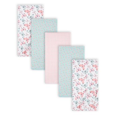 Gerber&reg; 5-Pack Butterfly Flannel Blankets in Pink