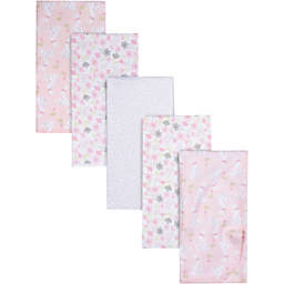 Gerber® 5-Pack Bunny Flannel Blankets in Pink