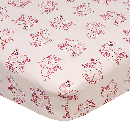 Alternate image 1 for Gerber® Foxes Fitted Crib Sheet in Pink