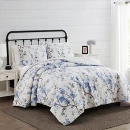 Cannon® Kasumi Floral 3-Piece King Comforter Set in White and Blue