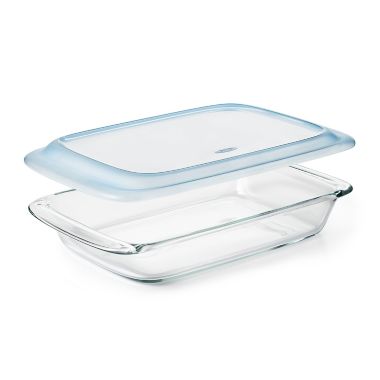 OXO Good Grips&reg; 3 qt. Oblong Glass Baking Dish with Lid. View a larger version of this product image.