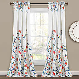 Lush Decor Neela Birds 84-Inch Room Darkening Window Curtain Panels in White/Blue (Set of 2)