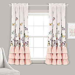 Lush Décor Flutter Butterfly 63-Inch Rod Pocket Window Curtain Panels in Pink (Set of 2)