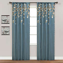 Flower Drops 84-Inch Rod Pocket Window Curtain Panel in Blue/Ivory (Single)