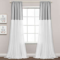Lush Décor Tulle Skirt Colorblock 84-Inch Rod Pocket Window Curtain Panels (Set of 2)