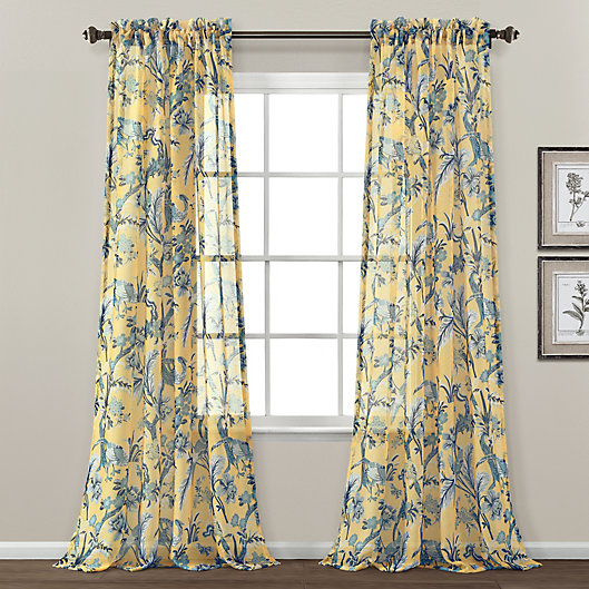 Alternate image 1 for Lush Décor Dolores 84-Inch Rod Pocket Window Curtain Panels in Yellow (Set of 2)