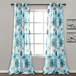 Lush Decor Leah 84-Inch Grommet Sheer Window Curtain Panels in Blue (Set of 2)