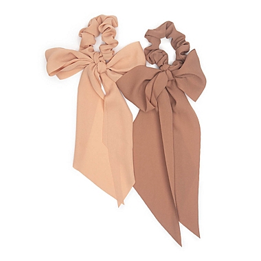 KITSCH 2-Piece Crepe Scarf Hair Scrunchie Set in Terra Cotta. View a larger version of this product image.