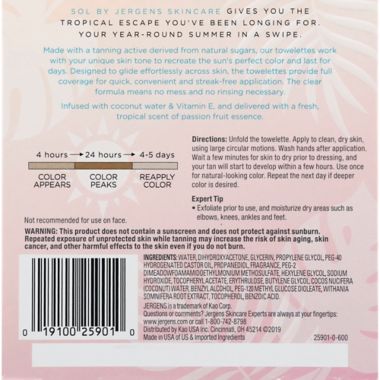 SOL by Jergens 6-Count Self-Tanning Full Body Towellettes in Medium. View a larger version of this product image.