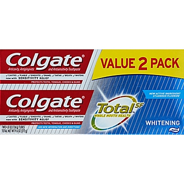 Colgate&reg; Total SF&trade; 2-Pack 4.8 oz. Whole Mouth Health Whitening Toothpaste. View a larger version of this product image.