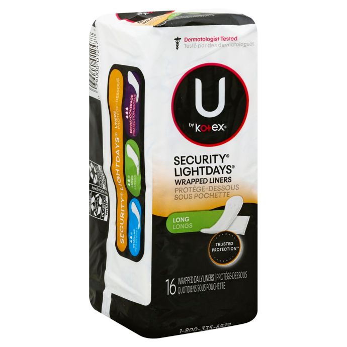 U By Kotex Security Lightdays 16 Count Natural Balance Absorbent Long Liners Bed Bath Beyond