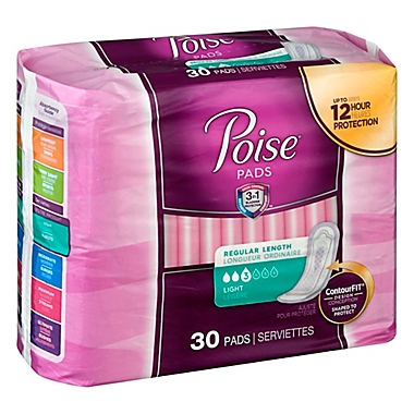 Poise&reg; 30-Count Light Absorbency Regular Pads. View a larger version of this product image.
