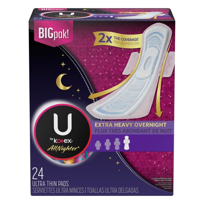 U By Kotex Allnighter 24 Count Extra Heavy Overnight Ultra Thin Pads Bed Bath Beyond