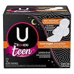 U by Kotex® Teen 12-Count Overnight Ultra Thin Pads with Wings