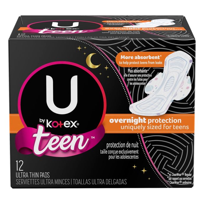 U By Kotex Teen 12 Count Overnight Ultra Thin Pads With Wings Bed Bath Beyond