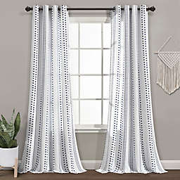 Lush Decor Hygge Stripe 108-Inch Grommet Window Curtain Panels in Navy/White (Set of 2)