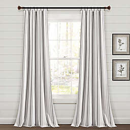 Lush Decor Farmhouse Stripe Yarn Dyed 84-Inch Rod Pocket Window Curtain Panels in Grey (Set of 2)
