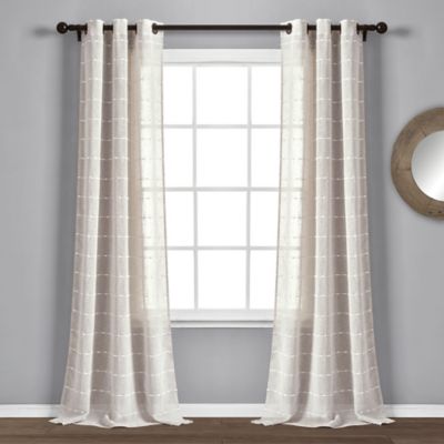 Lush D&eacute;cor Farmhouse Textured 95-Inch Grommet Sheer Window Curtain Panels (Set of 2)