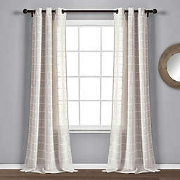 Lush Décor Farmhouse Textured 95-Inch Grommet Sheer Window Curtain Panels in Beige (Set of 2)