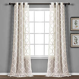 Lush Decor Avon Trellis 95-Inch Grommet Window Curtain Panels in Beige (Set of 2)