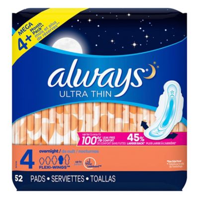 Always&reg; Ultra Thin Size 4 50-Count Overnight Pads