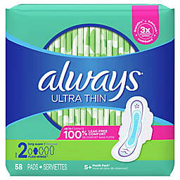 Always Ultra Thin 58-Count Size 2 Super Unscented Pads with Wings