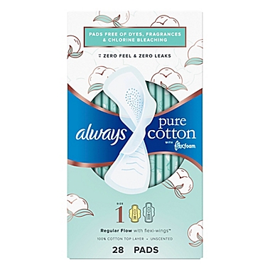 Always Pure Cotton FlexFoam 28-Count Size 1 Regular Unscented Pads with Wings. View a larger version of this product image.