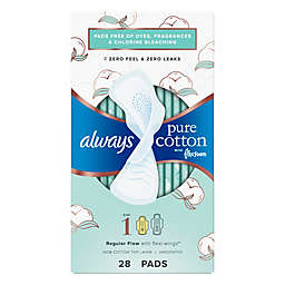 Always Pure Cotton FlexFoam 28-Count Size 1 Regular Unscented Pads with Wings