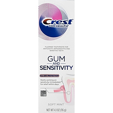 Crest&reg; Pro Health Gum and Sensitivity All Day Protection 4.1 oz. Toothpaste in Soft Mint. View a larger version of this product image.