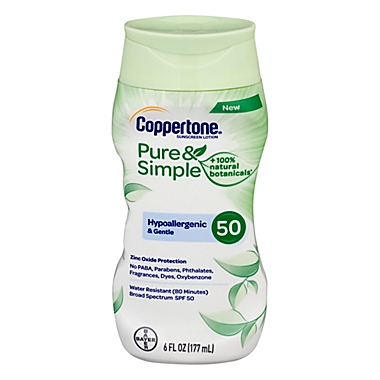 Coppertone&reg; 6.0 oz. Pure &amp; Simple Sunscreen Lotion with SPF 50. View a larger version of this product image.