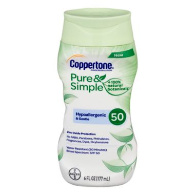 Coppertone&reg; 6.0 oz. Pure &amp; Simple Sunscreen Lotion with SPF 50. View a larger version of this product image.