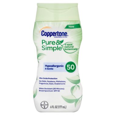Coppertone&reg; 6.0 oz. Pure &amp; Simple Sunscreen Lotion with SPF 50. View a larger version of this product image.