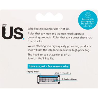 BIC&reg; Us. 4-Count 5-Blade Razor Refill Cartridges. View a larger version of this product image.
