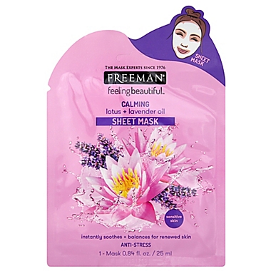 Freeman&reg; Feeling Beautiful&trade; 0.84 fl. oz. Calming Lotus + Lavender Oil Sheet Mask. View a larger version of this product image.