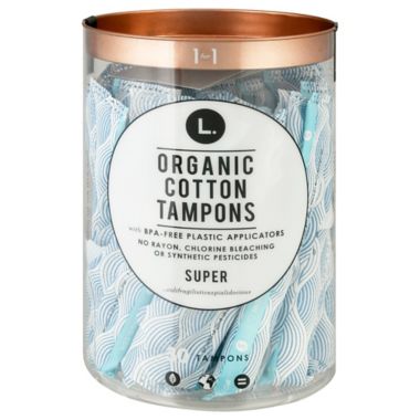 L. 30-Count Organic Cotton Super Absorbency Tampons. View a larger version of this product image.