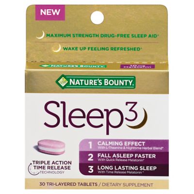 Nature&#39;s Bounty&reg; 30-Count 10 mg Sleep3 Melatonin Sleep Aid Tri-Layered Tablets