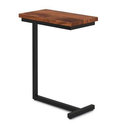 Simplihome Side Table, Gowen, Dark Cognac Brown- Black Leg Color