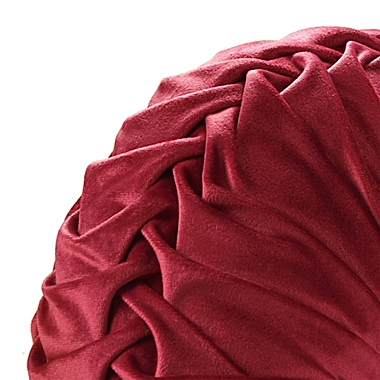 Lush Decor Pleated Velvet Round Throw Pillow in Red. View a larger version of this product image.