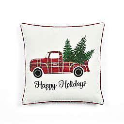 Lush Decor "Happy Holidays" Square Throw Pillow in Red