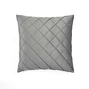 Lush D&eacute;cor Velvet Diamond Pintuck Square Throw Pillow Cover in Dark Grey