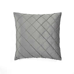 Lush Décor Velvet Diamond Pintuck Square Throw Pillow Cover in Dark Grey