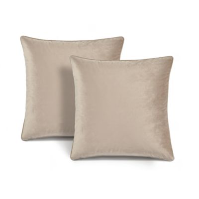 HiEnd Accents Double Flanged Washed Linen Decorative Throw Pillows Taupe 20x20 