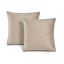 Lush Décor Solid Velvet Square Throw Pillow Covers in Taupe (Set of 2)