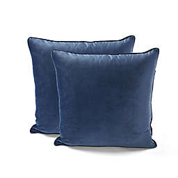 Lush Décor Solid Velvet Square Throw Pillow Covers in Navy (Set of 2)
